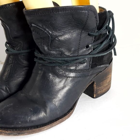 FREEBIRD by Steven Women's CASEY Black Leather Suede Ankle Boots Booties Size 8 - Picture 2 of 15